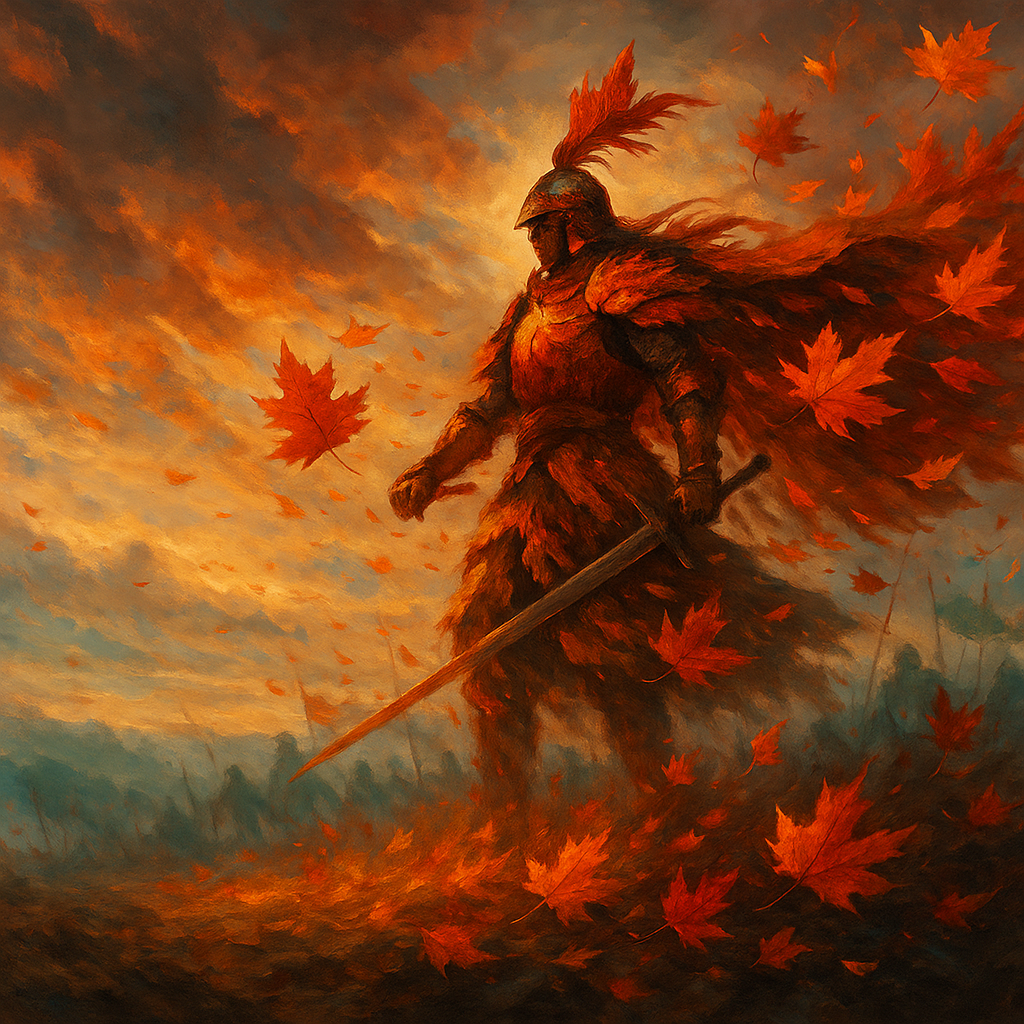 가을 바닥에 군대 처럼 모인 낚옆