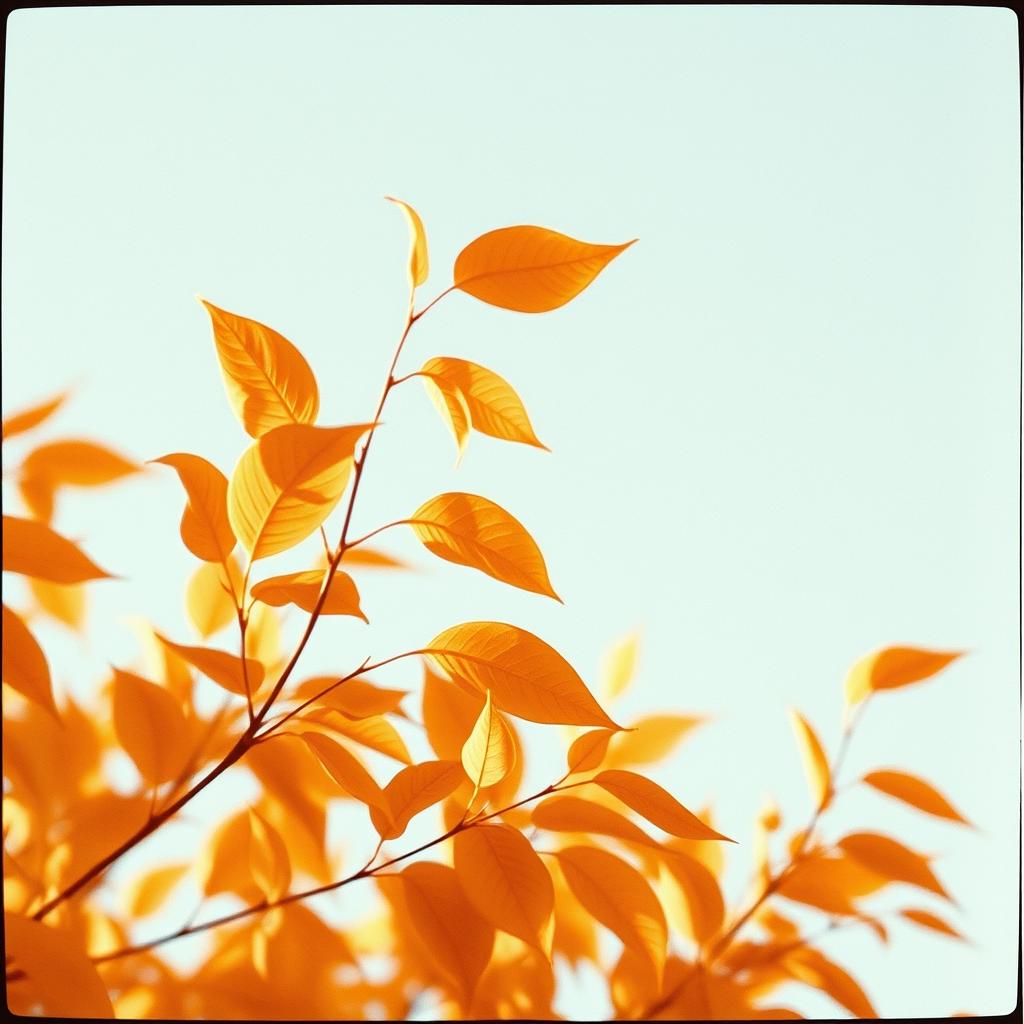 Tree leaves gazing at the last sunlight of autumn